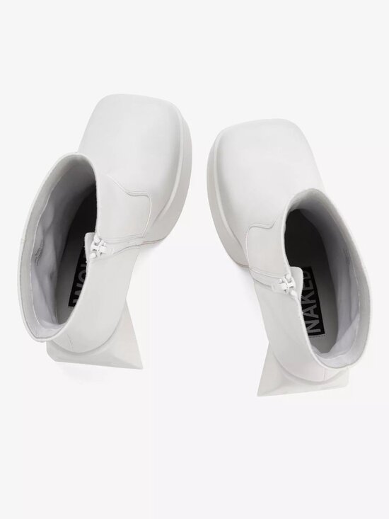 On the hunt for naked Wolfe boots - white platforms, size 9  Naked Wolfe White Jane Square Toe Platform Ankle Boots